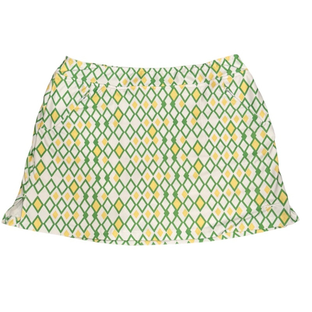 Slazenger Golf Skirt Wicking Stretch Skort Green Yellow Diamond pattern size L